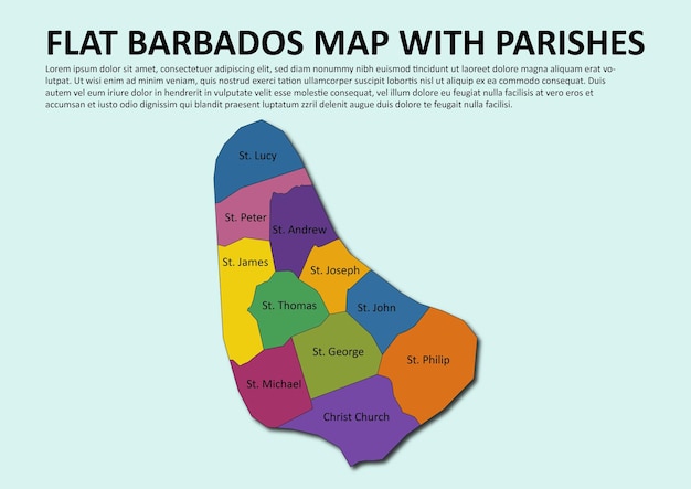 Flat barbados map with parishes