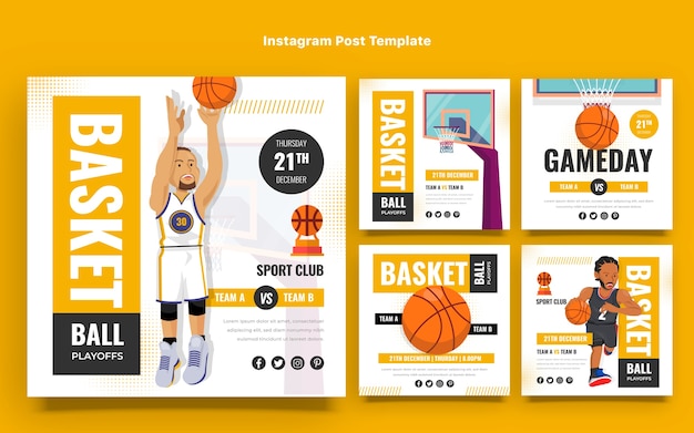 Flat basketball instagram posts collection