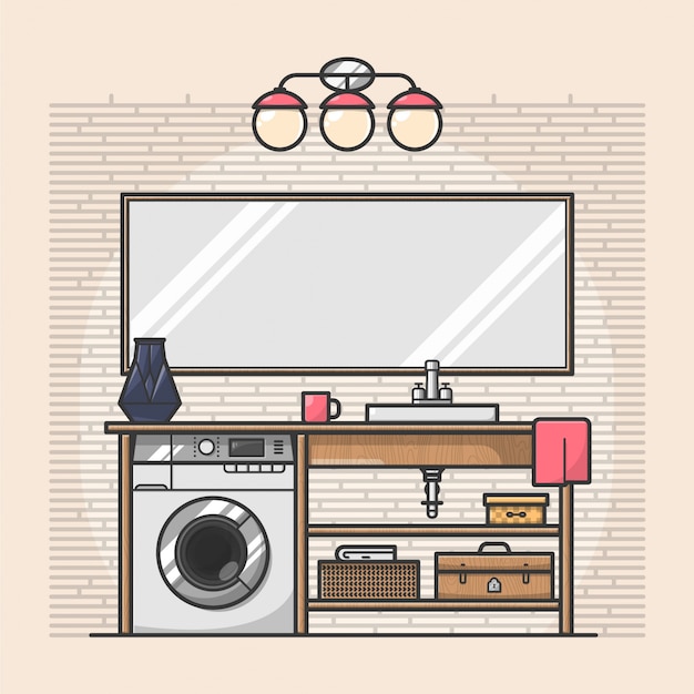 Vector flat bathroom illustration