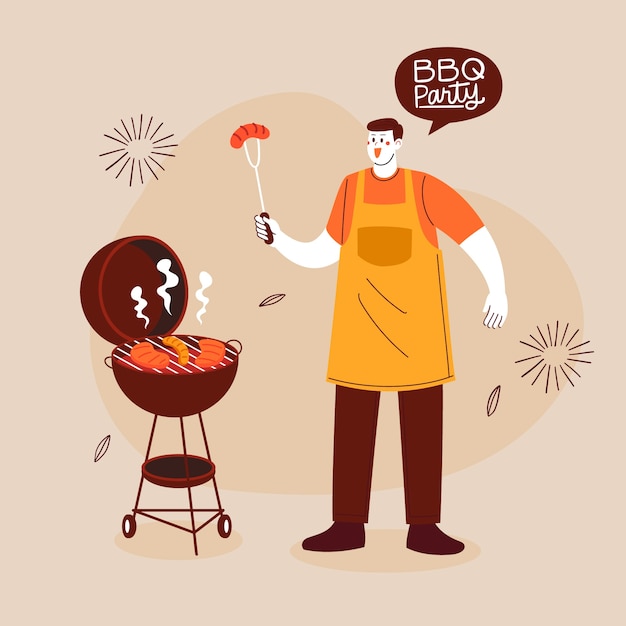 Flat bbq illustration