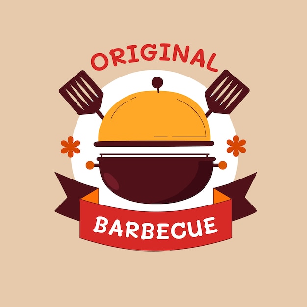 Flat bbq logo template