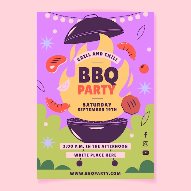 flat bbq party poster