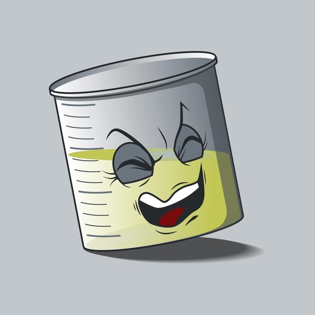 Flat beaker cartoon character with angry facial expression