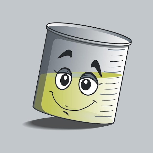 Flat beaker cartoon character with happy facial expression