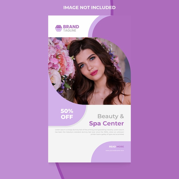 Flat beauty care spa social media stories template design