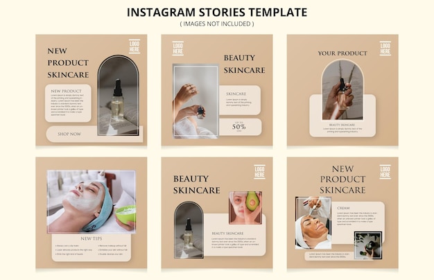 Vettore modello di raccolta di storie di instagram di bellezza piatta vettore gratuito