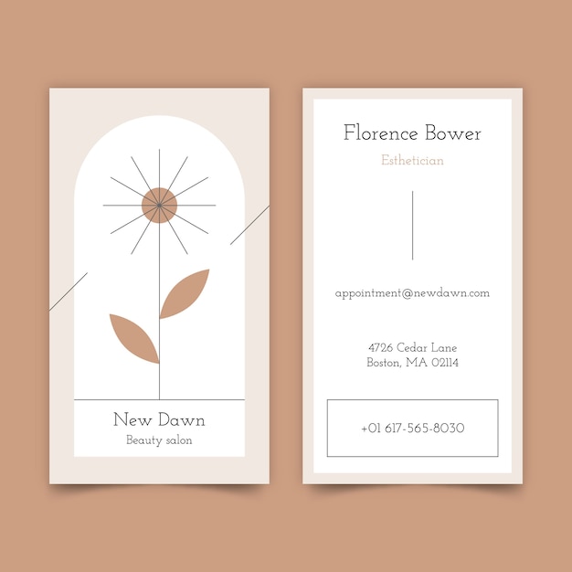 Vector flat beauty salon vertical business card template