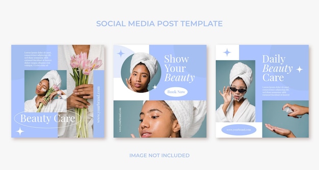 Vector flat beauty skincare instagram post template