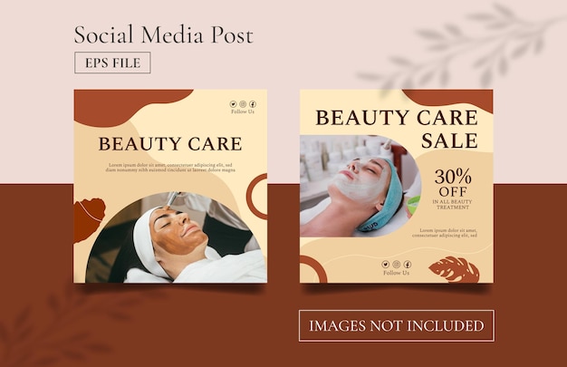 Flat beauty social media post collection