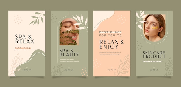 flat beauty spa boho instagram stories collection
