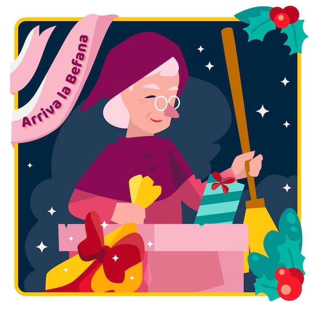 Vector flat befana illustration