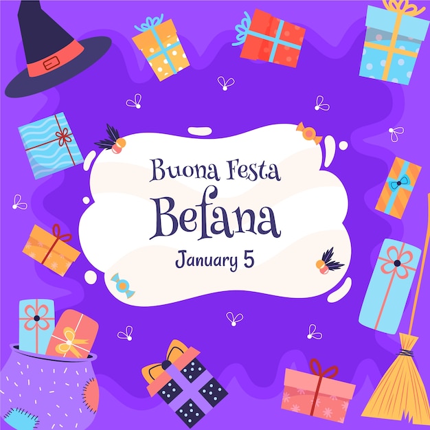 Illustrazione di flat befana