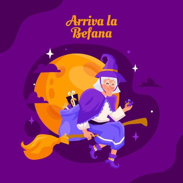 Illustrazione di flat befana