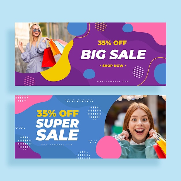 Flat big sales banners with photo