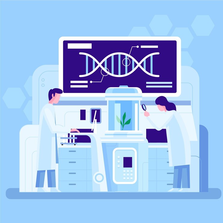 Vector flat biotechnology laboratory illustration