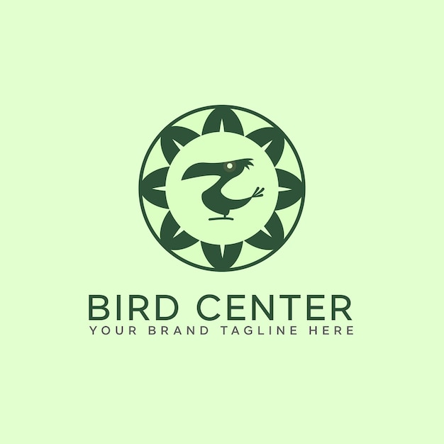 Modello di logo piatto bird center