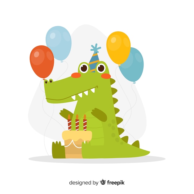 Vector flat birthday animal background