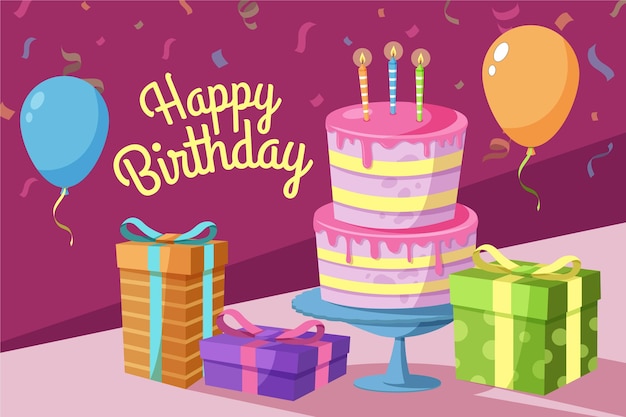 Flat birthday background concept