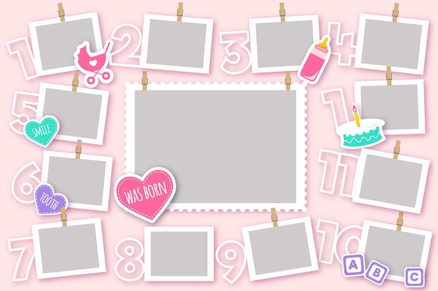 flat birthday collage frame collection