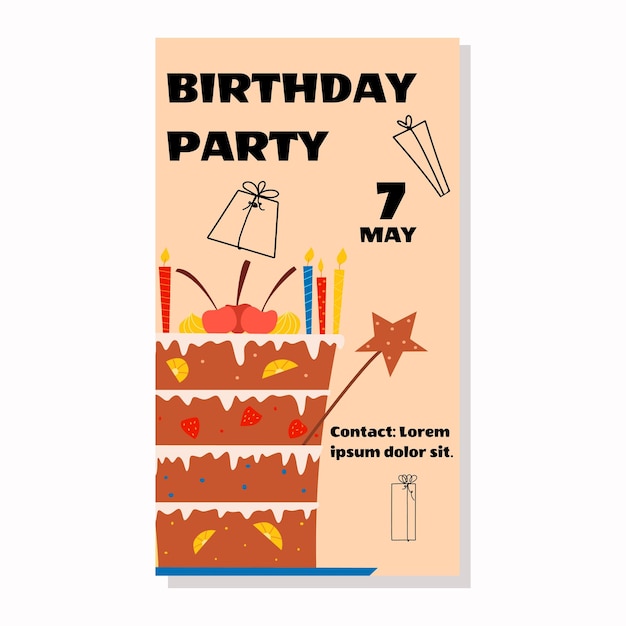 flat birthday design with cake vector illustration
