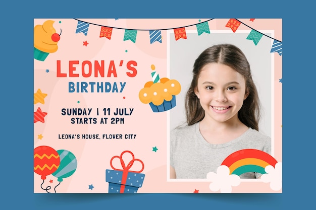 flat birthday invitation template
