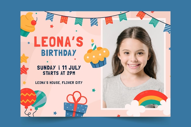 Flat birthday invitation template