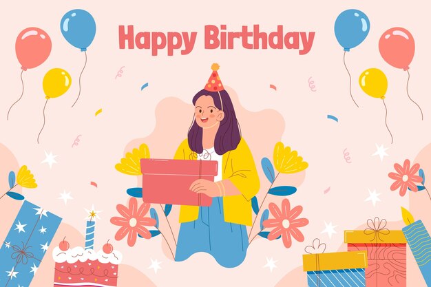 Vector flat birthday party background