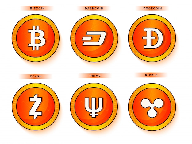 Flat bitcoins on grey background