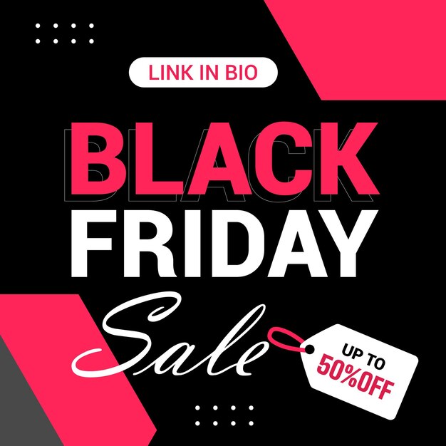 Raccolta di post di instagram flat black friday modello di banner per social media di post vendita di instagram con spirito