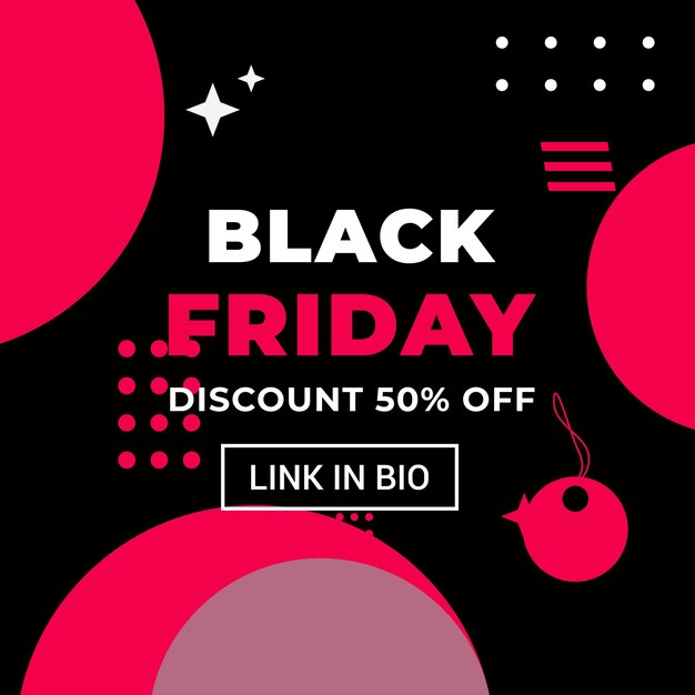 Raccolta di post di instagram flat black friday modello di banner per social media di post vendita di instagram con spirito