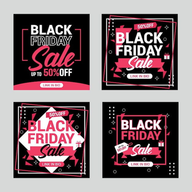 flat black friday instagram posts collection Instagram post sale social media