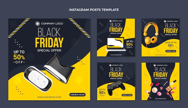 Flat black friday instagram posts collection