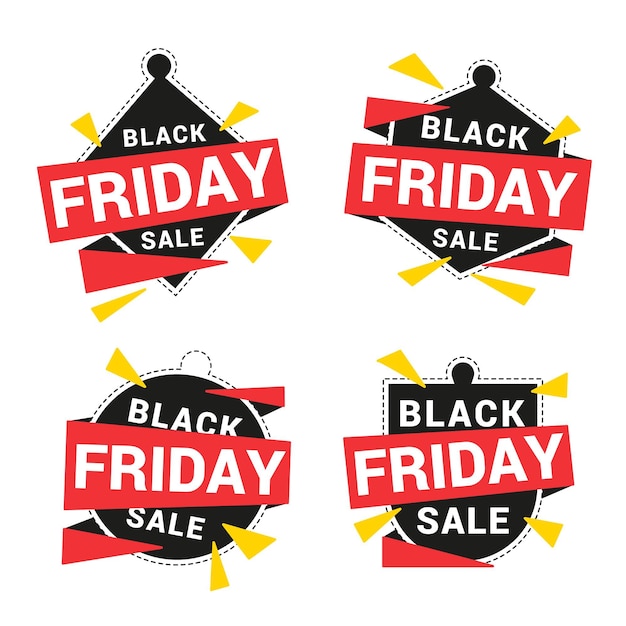 Vector flat black friday sale labels collection