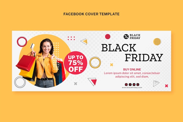 Flat black friday social media cover template