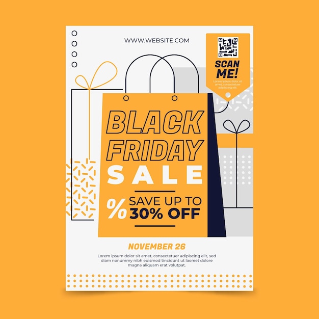 Vector flat black friday vertical poster template