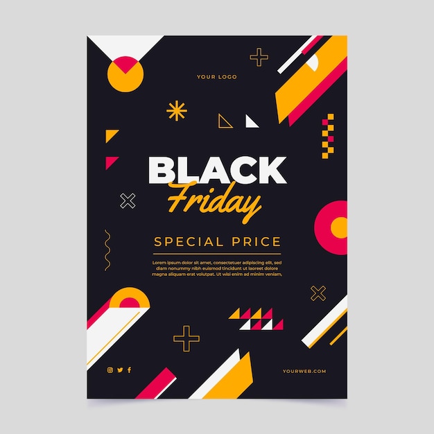 Vector flat black friday vertical poster template