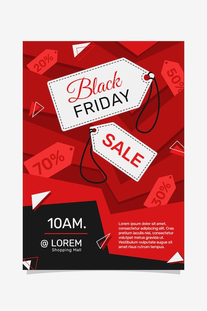 Vector flat black friday vertical poster template