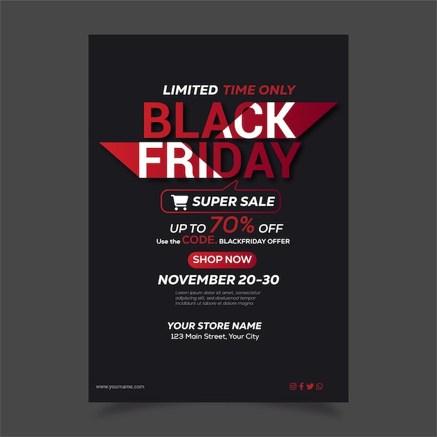 Vector flat black friday vertical sale poster template