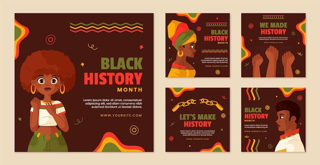 フラット黒人歴史月間インスタグラム投稿コレクション