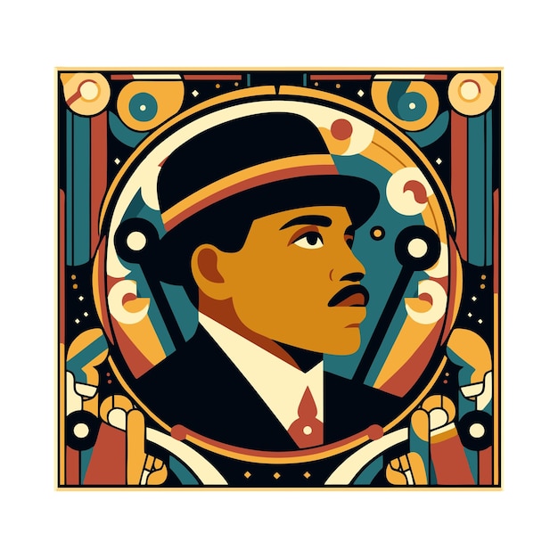 flat black history month man vector design in art nouveau style