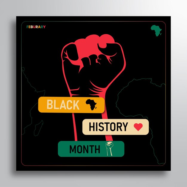 Vector flat black history month square instagram banner post vector illustratie