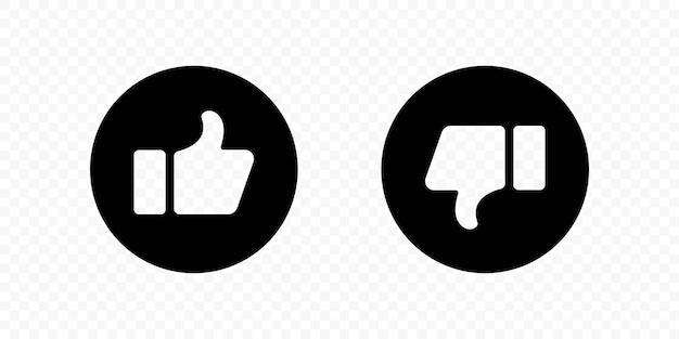 Flat black Like dislike icon set Thumb up down isolated vector icons Vector