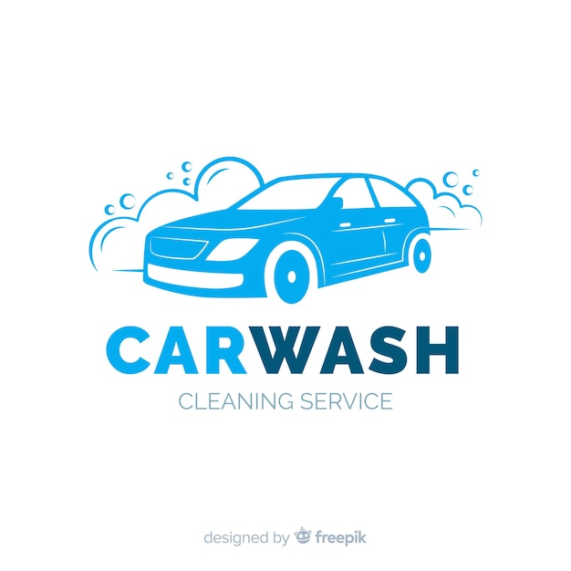 Vector flat blue car wash logo