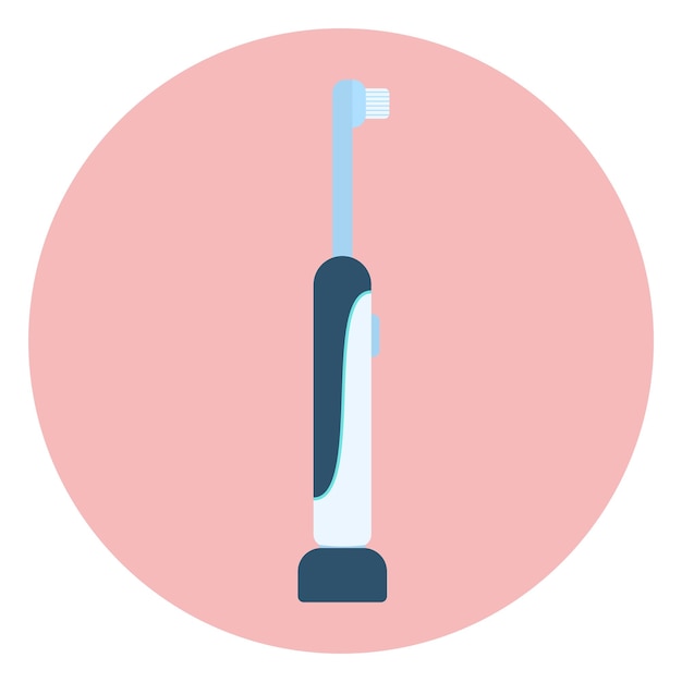 Flat blue electric toothbrush icon tooth care