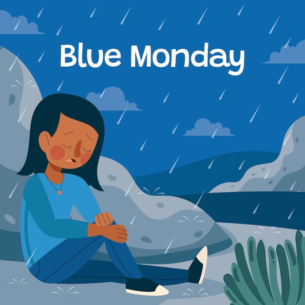 Flat blue monday illustration