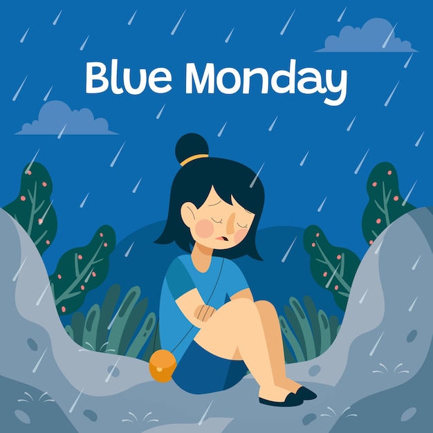 Vector flat blue monday illustration