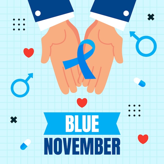 Illustrazione di novembre piatto blu