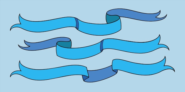 Vector flat blue ribbon vector illustration for multiple use