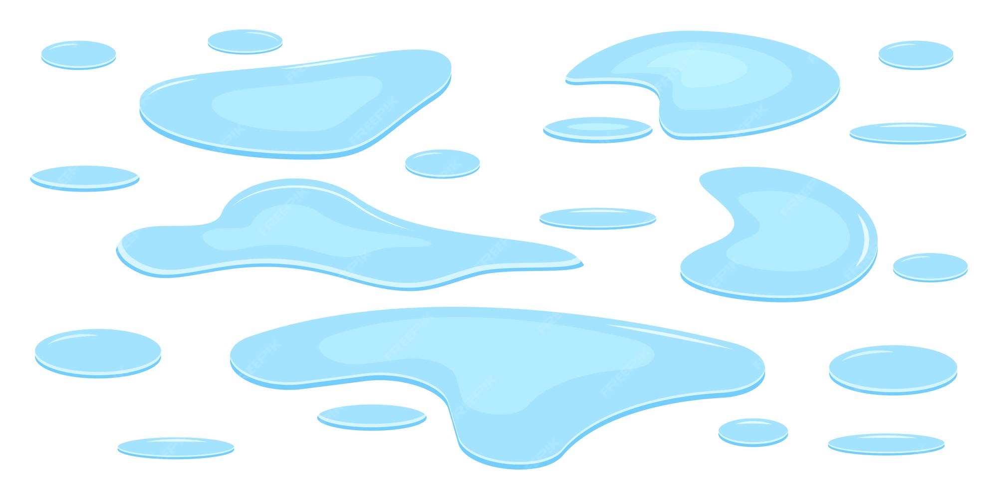 Premium Vector | Flat blue water spill. set of water puddle on cartoon style. spilled liquid. vector set. Premium Vector | Flat blue water spill. set of water puddle on cartoon style. spilled liquid. vector set.