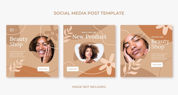 Flat boho style beauty instagram post template